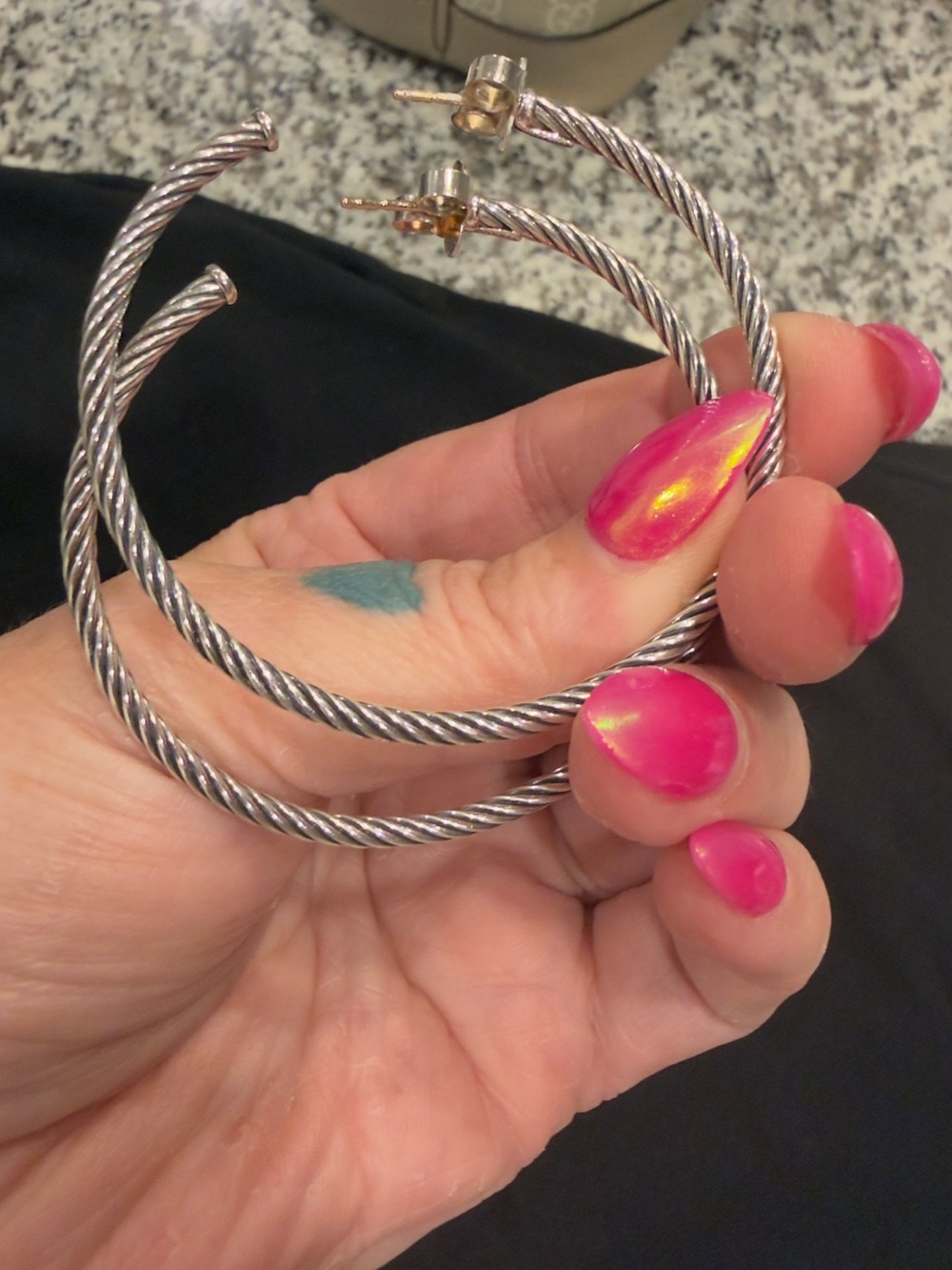 Classic David Yurman Twisted cable Hoop Earrings - 925 Silver silver - Picture 4 of 6